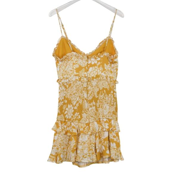 Hello Molly On The Moon Yellow White Floral Spaghetti Strap Mini Dress Small - Picture 6 of 10